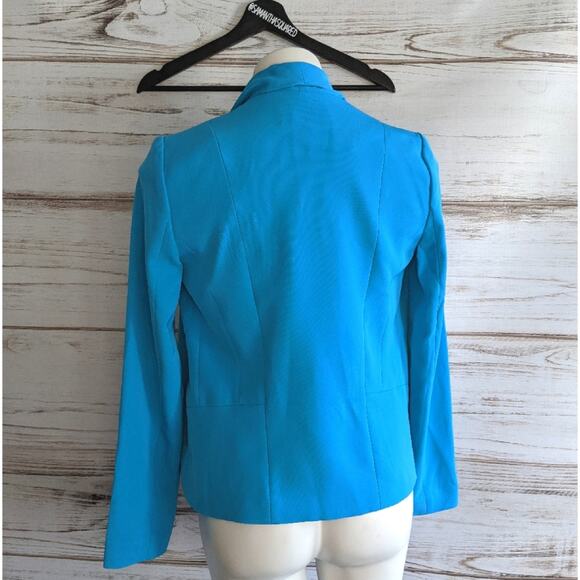 /Calvin Klein Drape Collar Blazer Blue Jacket Sz 0 - Picture 3 of 5
